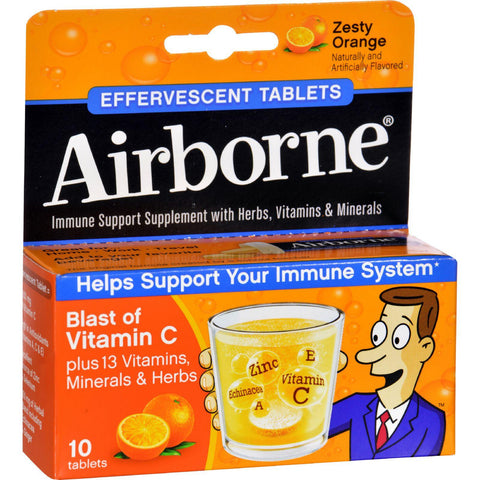 Airborne Effervescent Tablets With Vitamin C - Zesty Orange - 10 Tablets