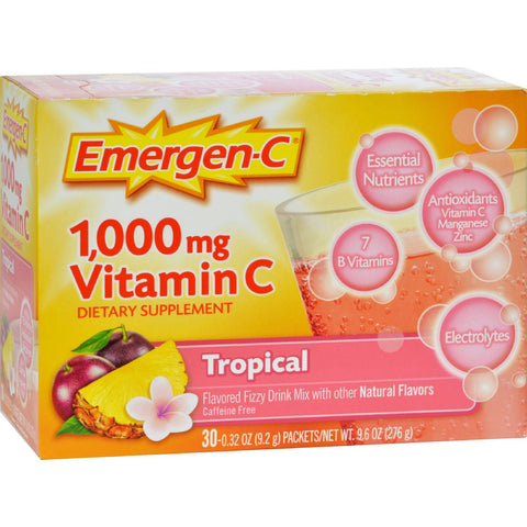 Alacer Emergen-c Vitamin C Fizzy Drink Mix Tropical - 1000 Mg - 30 Packets