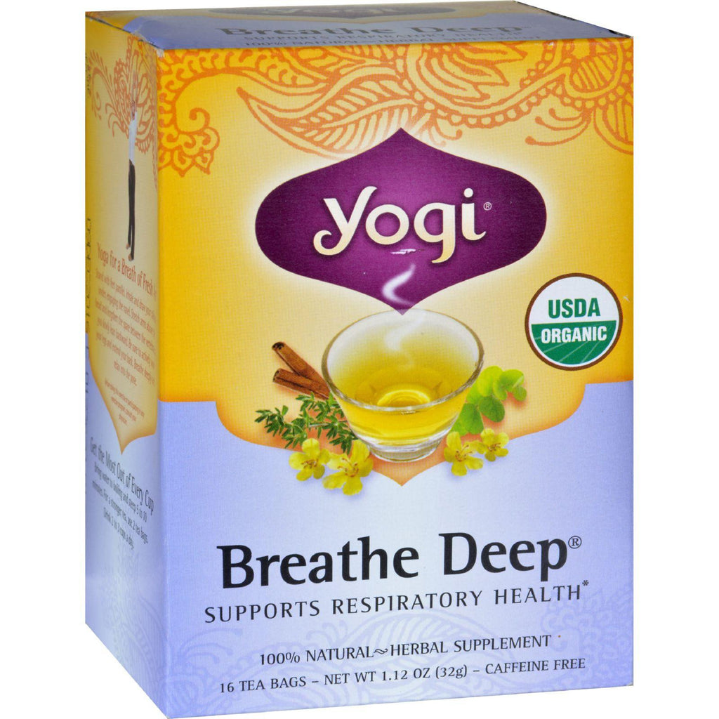 Yogi Organic Breathe Deep Herbal Tea Caffeine Free - 16 Tea Bags - Case Of 6