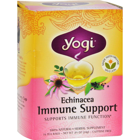 Yogi Immune Support Herbal Tea Echinacea - 16 Tea Bags - Case Of 6