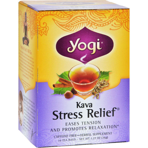 Yogi Kava Stress Relief Herbal Tea Caffeine Free - 16 Bag - Case Of 6