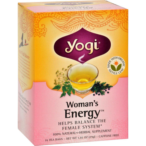 Yogi Woman's Energy Herbal Tea Caffeine Free - 16 Tea Bags - Case Of 6