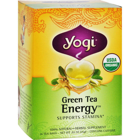 Yogi Energy Herbal Tea Green Tea - 16 Tea Bags - Case Of 6