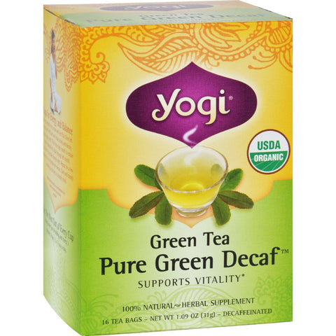Yogi Organic Green Tea Caffeine Free - 16 Tea Bags - Case Of 6
