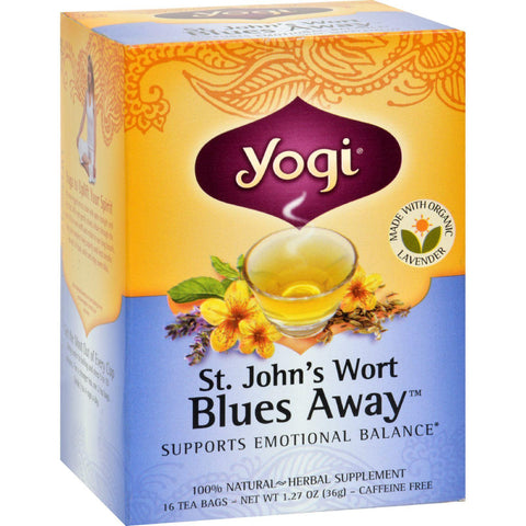 Yogi Blues Away Herbal Tea Caffeine Free St. John's Wort - 16 Tea Bags - Case Of 6