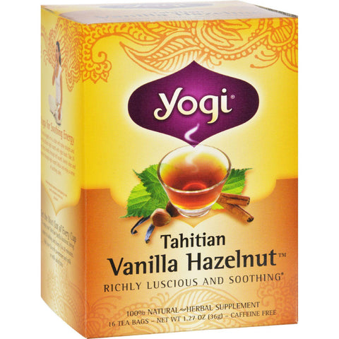 Yogi 100% Natural Herbal Tea Caffeine Free Vanilla Hazelnut - 16 Tea Bags - Case Of 6