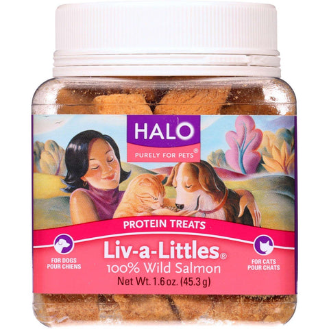 Halo Purely For Pets Protein Treats - Liv-a-little - Salmon - 1.6 Oz - Case Of 12