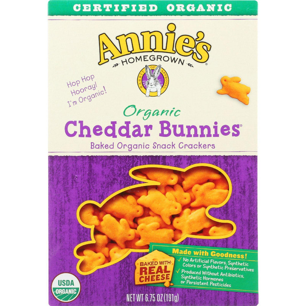 Annies Homegrown Snack Crackers - Organic - Cheddar Bunnies - 6.75 Oz - Case Of 12