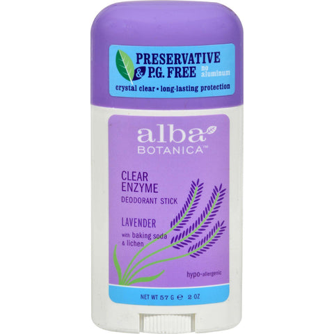 Alba Botanica Deodorant Stick Clear Enzyme Lavender - 2 Oz