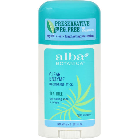Alba Botanica Deodorant Stick Clear Enzyme Tea Tree - 2 Oz