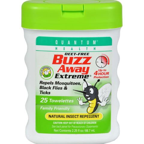 Quantum Buzz Away Extreme Repellent Pop-up Towelette Dispenser - 25 Towelettes