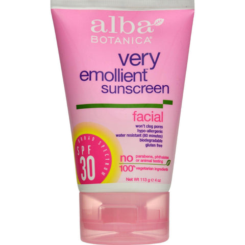 Alba Botanica Very Emollient Sunblock Facial Spf 30 - 4 Fl Oz