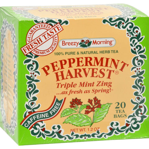 Breezy Morning Teas Peppermint Harvest Caffeine Free Triple Mint Zing - 20 Bags