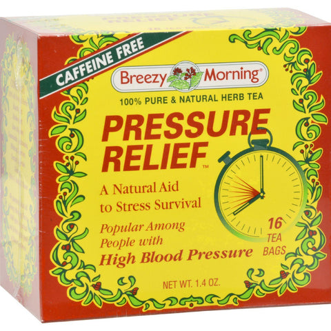 Breezy Morning Teas Pressure Relief 100% Pure And Natural Herb Tea Caffeine Free - 16 Bags