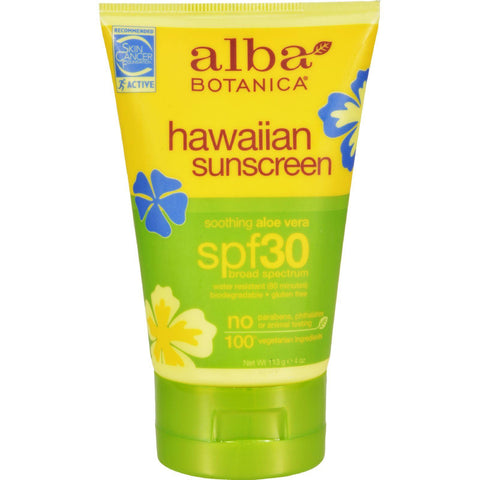 Alba Botanica Hawaiian Aloe Vera Natural Sunblock Spf 30 - 4 Fl Oz