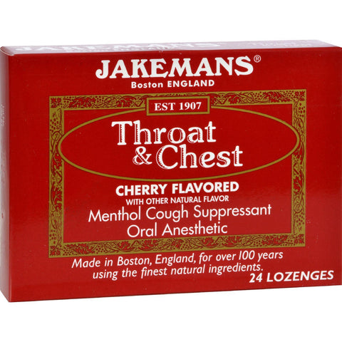 Jakemans Throat And Chest Lozenges - Cherry - Case Of 24 - 24 Pack
