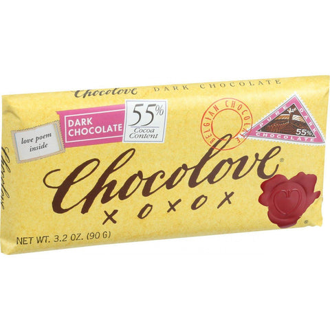 Chocolove Xoxox Premium Chocolate Bar - Dark Chocolate - Pure - 3.2 Oz Bars - Case Of 12