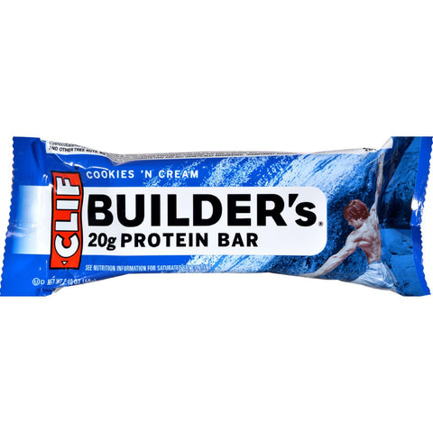 Clif Bar Builder Bar - Cookies And Cream - Case Of 12 - 2.4 Oz