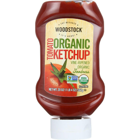 Woodstock Ketchup - Organic - Tomato - Upside Down Bottle - 20 Oz - Case Of 12