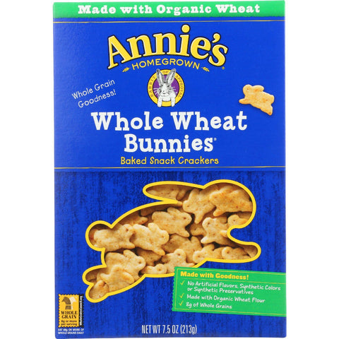 Annies Homegrown Crackers - Whole Wheat Bunnies - 7.5 Oz - Case Of 12