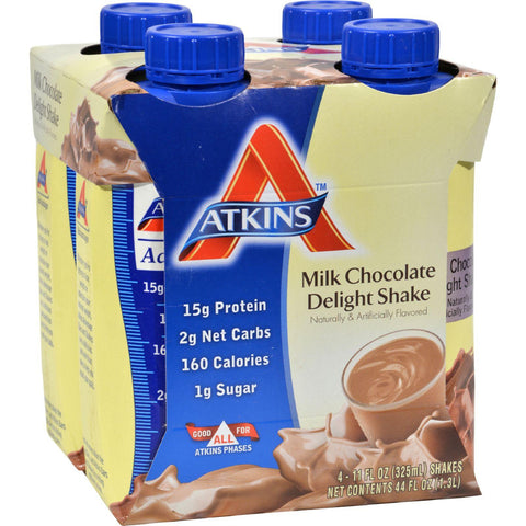Atkins Advantage Rtd Shake Milk Chocolate Delight - 11 Fl Oz Each - Pack Of 4