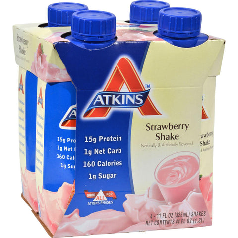 Atkins Advantage Rtd Shake Strawberry - 11 Fl Oz Each - Pack Of 4