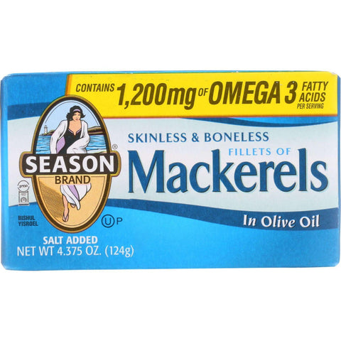Season Brand Mackerels - Fillets - In Olive Oil - 4.375 Oz - Case Of 12