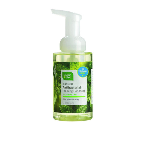 Cleanwell Natural Antibacterial Foaming Handsoap - Spearmint Lime - 9.5 Oz