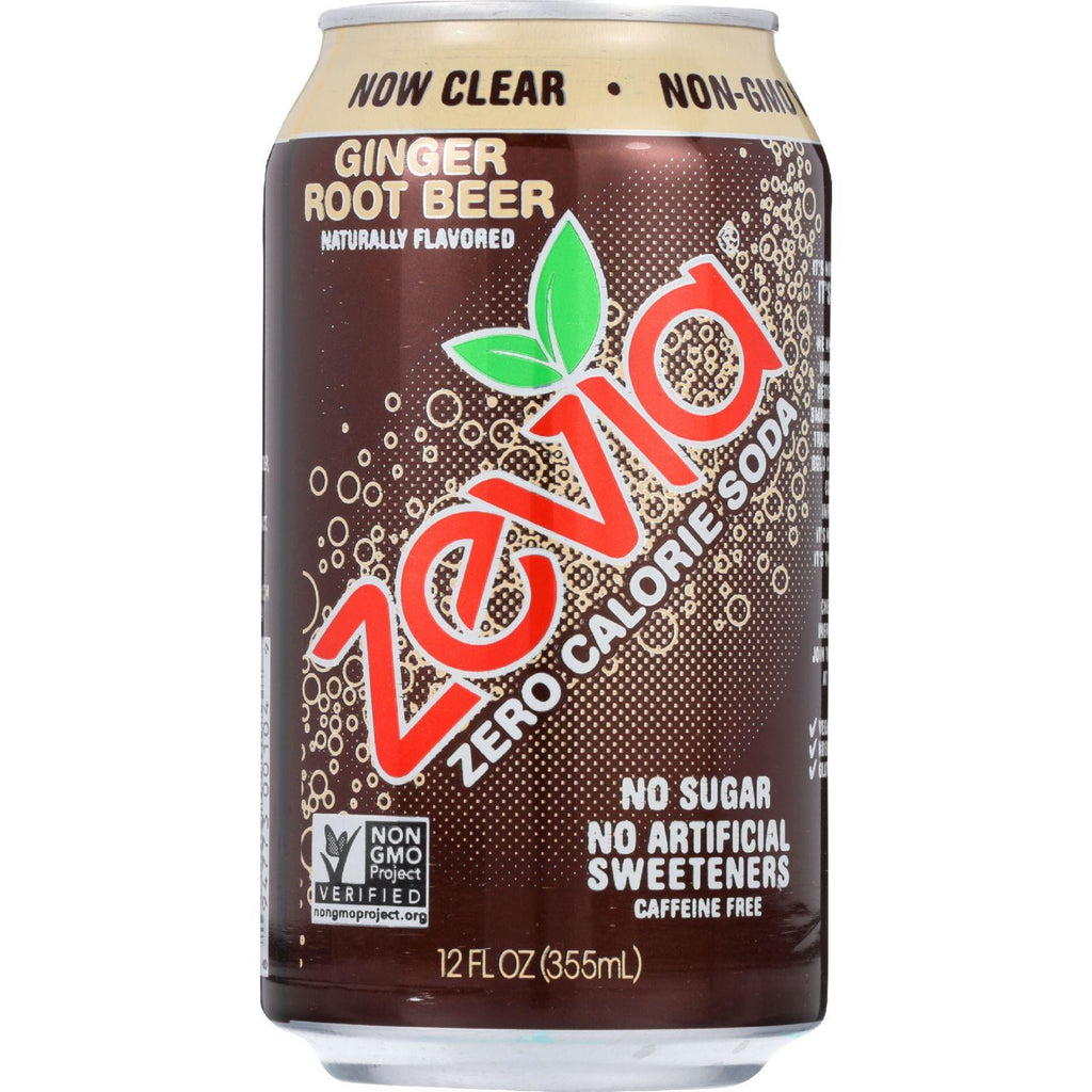 Zevia Soda - Zero Calorie - Ginger Root Beer - Can - 6-12 Oz - Case Of 4