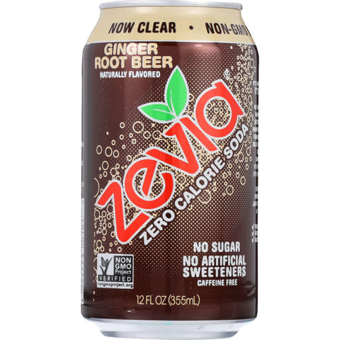 Zevia Soda - Zero Calorie - Ginger Root Beer - Can - 6-12 Oz - Case Of 4