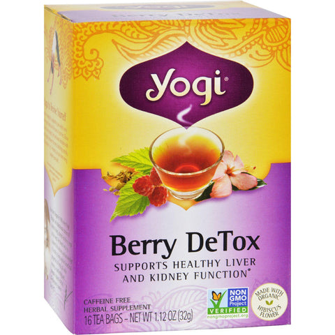 Yogi Detox Herbal Tea Caffeine Free Berry - 16 Tea Bags - Case Of 6