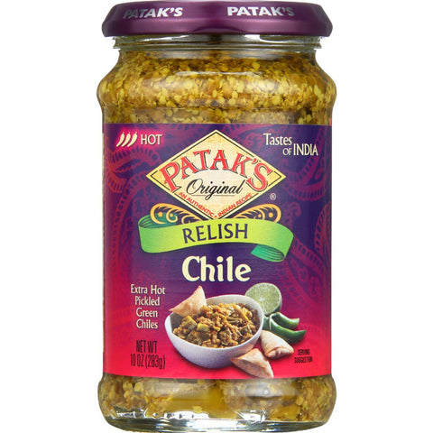 Pataks Relish - Chile - Hot - 10oz - Case Of 6