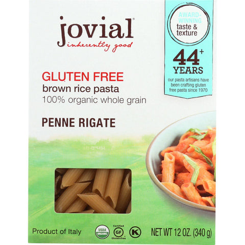 Jovial Pasta - Organic - Brown Rice - Penne Rigate - 12 Oz - Case Of 12