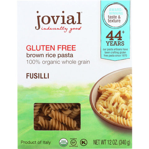 Jovial Pasta - Organic - Brown Rice - Fusilli - 12 Oz - Case Of 12
