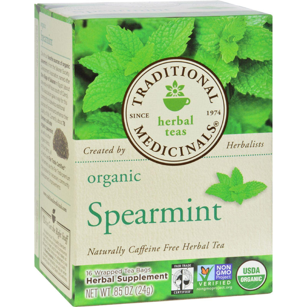 Traditional Medicinals Organic Spearmint Herbal Tea - 16 Tea Bags - Case Of 6