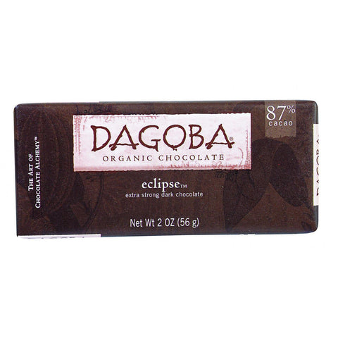 Dagoba Organic Chocolate Bar - Dark Chocolate - 87 Percent Cacao - Eclipse - 2 Oz Bars - Case Of 12