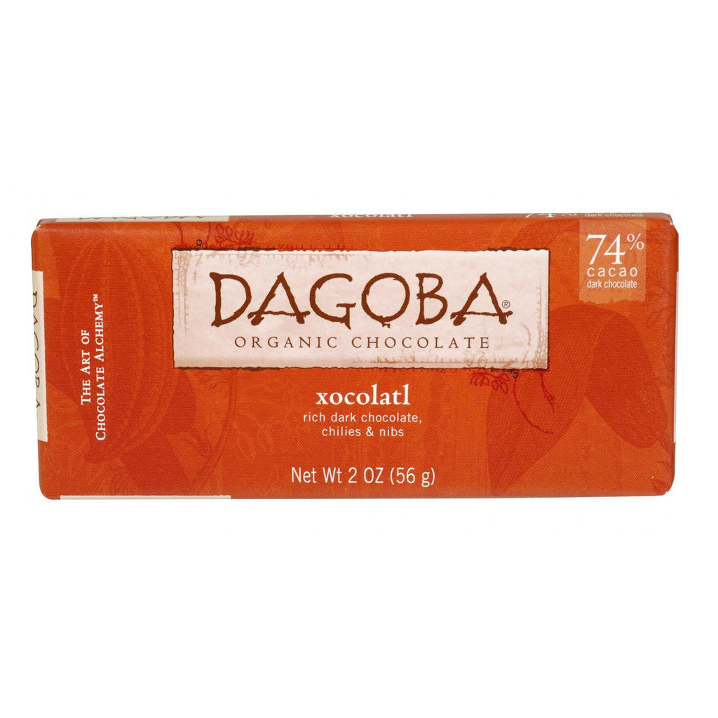 Dagoba Organic Chocolate Bar - Dark Chocolate - 74 Percent Cacao - Xocolatl - 2 Oz Bars - Case Of 12