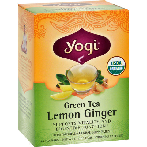 Yogi Organic Green Tea Lemon Ginger - 16 Tea Bags - Case Of 6