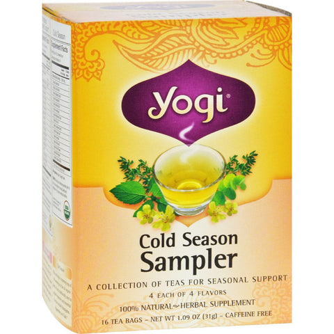 Yogi Cold Season Tea Sampler Caffeine Free - 16 Tea Bags - Case Of 6