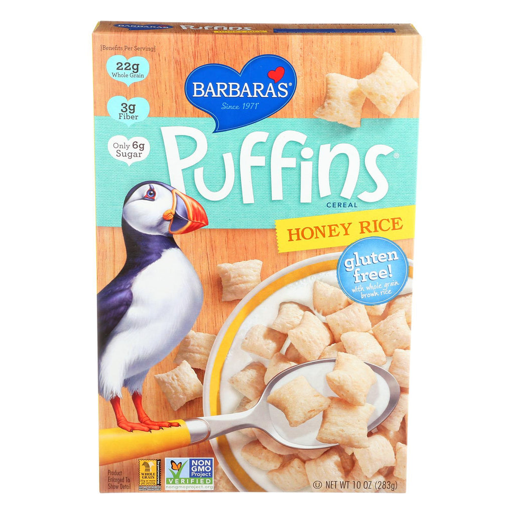 Barbara's Bakery Puffins Cereal - Honey Rice - Case Of 12 - 10 Oz.