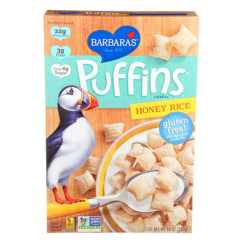 Barbara's Bakery Puffins Cereal - Honey Rice - Case Of 12 - 10 Oz.