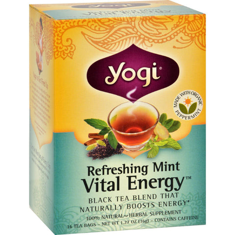 Yogi Revitalize Herbal Tea Energizing Assam Mint - 16 Tea Bags - Case Of 6