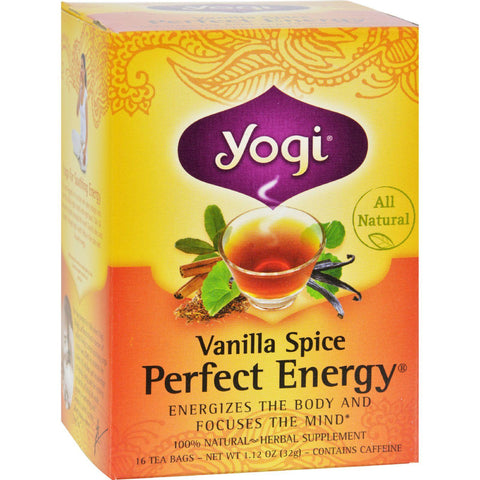 Yogi Perfect Energy Herbal Tea Vanilla Spice - 16 Tea Bags - Case Of 6