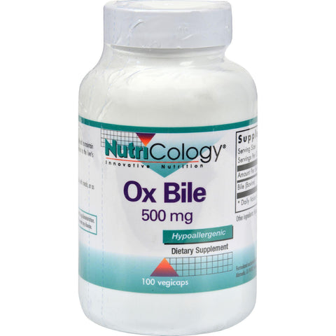 Nutricology Ox Bile - 500 Mg - 100 Vegetarian Capsules