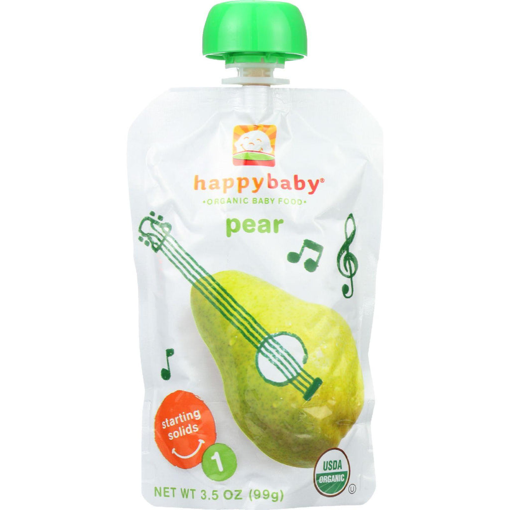 Happy Baby Baby Food - Organic - Starting Solids - Stage 1 - Pears - 3.5 Oz - Case Of 16