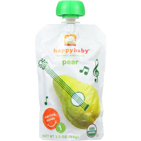 Happy Baby Baby Food - Organic - Starting Solids - Stage 1 - Pears - 3.5 Oz - Case Of 16