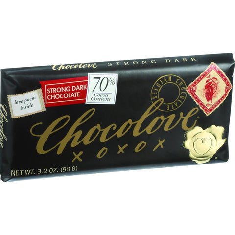 Chocolove Xoxox Premium Chocolate Bar - Dark Chocolate - Strong - 3.2 Oz Bars - Case Of 12