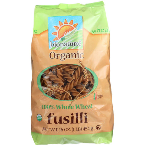 Bionaturae Pasta - Organic - 100 Percent Whole Wheat - Fusilli - 16 Oz - Case Of 12