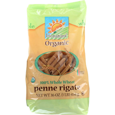 Bionaturae Pasta - Organic - 100 Percent Whole Wheat - Penne Rigate - 16 Oz - Case Of 12