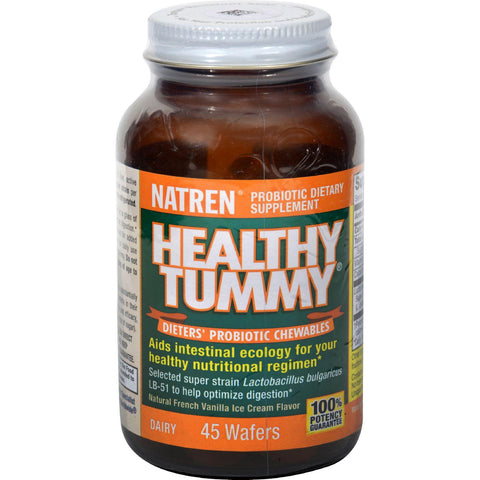 Natren Healthy Tummy Probiotic Chewables - Natural French Vanilla Ice Cream Flavor - 45 Wafers